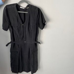 Equipment 100% silk shirt dress in black